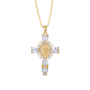 Hot Selling Fashion Versatile Jewelry <b>Copper</b> Inlaid With Zircon Stones Cross Pendant Necklace for Men Women Factory Wholesale - Product Image 4