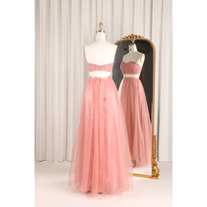 Robe de soirée en tulle <span class=keywords><strong>longue</strong></span> au sol avec chérie moderne <span class=keywords><strong>jupe</strong></span> de soirée élégante <span class=keywords><strong>et</strong></span> décontractée <span class=keywords><strong>ensemble</strong></span> de deux pièces ligne rose douce princesse illimitée - Product Image 3