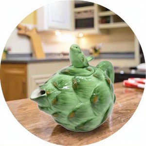 Tetera de alcachofa 3D de cerámica personalizada, juego de <span class=keywords><strong>café</strong></span> y té personalizado con tetera de agua única - Product Image 1