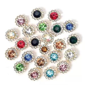 Accessoires de boucles d'oreilles pour robe de mariée DIY, avec double <span class=keywords><strong>perle</strong></span> de 10 mm, motif tournesol, <span class=keywords><strong>et</strong></span> boucle décorative en verre ornée de strass <span class=keywords><strong>et</strong></span> de diamants - Product Image 4