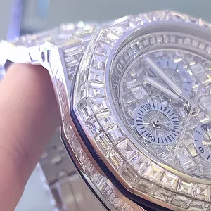 定制三眼全钻石圆形手表表盘零件豪华手表机械零件手表