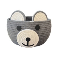 Panier de rangement en corde de coton style dessin animé ours mignon pour articles ménagers, poupées, jouets, collations et cosmétiques - Vente en gros
