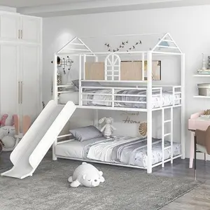 Bunk Children Loft Bed Bedroom Furniture Customized Kids Bed Modern Girls Bed With Slide Hot Sale Best Selling Wooden