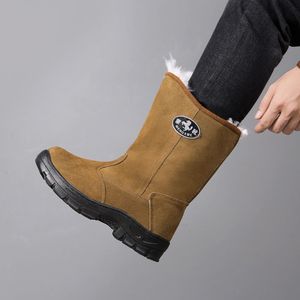 Bottes de neige en laine pour homme Mengxue, mi-hautes, chaudes, pour l'hiver, couleur unie, semelle injectée - Product Image 4