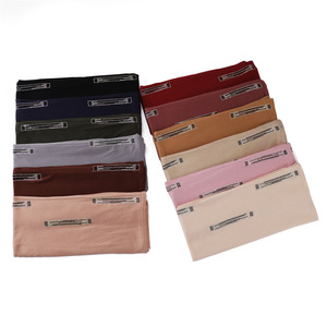 Último Modelo de Pañuelos de Algodón Elásticos y Transpirables de Color Sólido, Turbantes Musulmanes para Mujer, Pañuelo Largo de Moda, Hijab, Diadema, Chal con Pedrería - Product Image 4