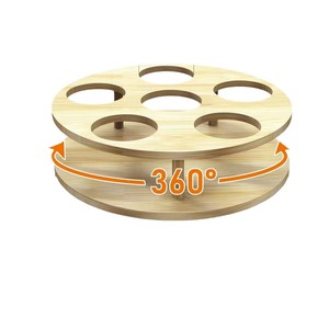 Wooden Rotating Water <b>Bottle</b> <b>Rack</b> 360 Degree Turntable Desktop <b>Storage</b> Holder Round Shape Multipurpose Stand - Product Image 1