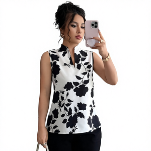 Blus Kasual Wanita Diskon Musim Panas Atasan Bermotif Bernapas Kerah V Satu Ukuran Cocok untuk Semua Cocok untuk Kerja - Product Image 1