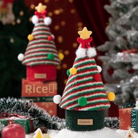 Boîte cadeau de Noël en carton gris pelucheux - Emballage réutilisable et portable DIY rouge/vert pour bonbons, chocolats, collations et cadeaux