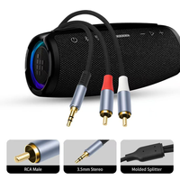 Câble 3,5 mm vers RCA plaqué or, tressé en nylon, adaptateur répartiteur audio stéréo 3,5 mm mâle vers 2 RCA mâle pour tablettes/haut-parleurs