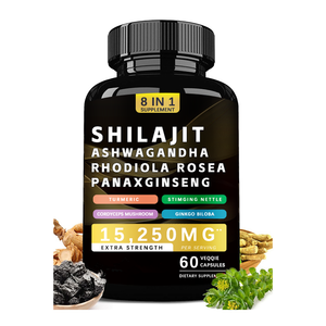 8 1 Kapsul Shilajit suplemen <span class=keywords><strong>Herbal</strong></span> nutrisi Rhodiola Rosea <span class=keywords><strong>Ginseng</strong></span> Ashwagandha untuk energi vitalitas efektif untuk orang dewasa - Product Image 1