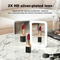 Portable Double Face De Table Cosmétique Miroir Loupe Dimmable 3 Couleur LED Éclairage Carré Écran Tactile Miroir De Maquillage