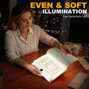 <b>Rechargeable</b> Flat Book <b>Light</b> With Timer Touch Control Led Reading <b>Light</b> For <b>Night</b> Use 3 Color Modes White Acrylic Shade - Product Image 6