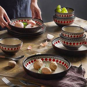 Set di Stoviglie in <span class=keywords><strong>Ceramica</strong></span> Stile Nordico Americano Vintage, 46 Pezzi, Porcellana Bone China, <span class=keywords><strong>Piatti</strong></span> in <span class=keywords><strong>Ceramica</strong></span> Modello Ciliegia Rossa per Casa - Product Image 2