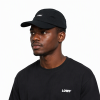 Casquette de baseball souple non structurée à 5 panneaux avec logo tissé personnalisé et visière incurvée