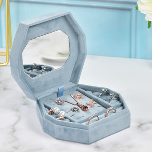 Taimy petite boîte à bijoux bleu Mini voyage étui à bijoux Portable velours bijoux bague boîte porte-boucle d'oreille pour femmes bijoux Pack - Product Image 3