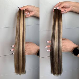 Human Hair Extensions Tape in P4/27 Ombre Honey Blond Highlighted <strong>Brown</strong> <strong>Chocolate</strong> <strong>Brown</strong> to Caramel Blonde Seamless Invisible - Product Image 6