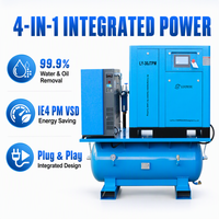 20HP/15Kw compresseur d'air rotatif à vis industriel portable moteur à gaz 10 Bar 2.0M3/min/70.6cfm 220V 220V roulement de réservoir de noyau
