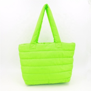 Sac à main matelassé <span class=keywords><strong>de</strong></span> grande capacité pour femmes, protection <span class=keywords><strong>de</strong></span> la chaleur, vert, fluorescente, fourre-tout, avec fermeture éclair, durable, - Product Image 3