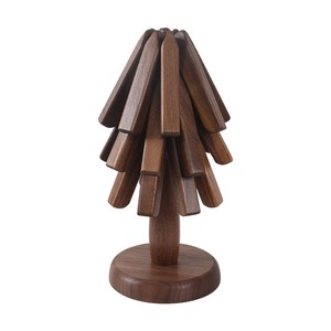 Solid Wood Tree Coaster Set Black Walnut Geometric Shape Multi Functional Desk Ornament Christmas Home <b>Decor</b> - Product Image 5