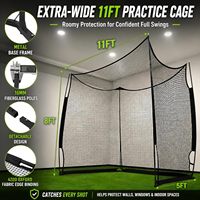 Filet de frappe de golf 11x8 pieds avec écran d'impact en maille métallique 5 plis, cage intérieure/extérieure pour simulateur de jardin et entraînement de swing complet