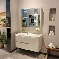 Meuble mural de salle de bain moderne avec miroir intelligent et lavabo en céramique pour usage domestique - Matériau en bois écologique de haute qualité