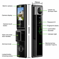 Serrure de porte intelligente Vertexis avec reconnaissance faciale 3D, interphone vidéo WiFi, application Tuya Smart Home, IP65 pour portes en bois/acier/aluminium