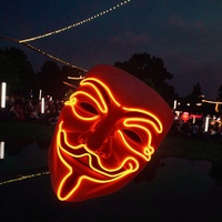 Masque d'Halloween Vendetta Masques faciaux amusants en PVC lumineux à LED Masque effrayant EL Wire Clignotant Party avec EL Wire