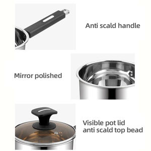 Haute qualité 0.48mm d'épaisseur en acier inoxydable 304 encapsulé Induction casserole à lait non collante en acier inoxydable marmite alimentaire - Product Image 4