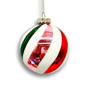 Ornamenti per feste personalizzati con ciondolo personalizzato albero di Natale stile festa ornamenti per palline di vetro di Natale rosa, bianco e rosso