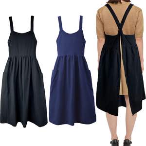 Tablier en lin pour mère Tablier de travail à dos croisé pour femme avec poches Tablier chasuble X Cross Halter pour chef cuisinier jardinage - Product Image 2