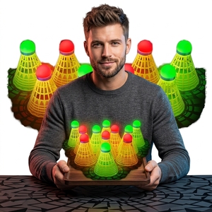 Balle <span class=keywords><strong>de</strong></span> <span class=keywords><strong>badminton</strong></span> lumineuse à LED pour entraînement extérieur, haute élasticité, résistante au vent, en plastique expansé et nylon, pour la <span class=keywords><strong>nuit</strong></span> - Product Image 3