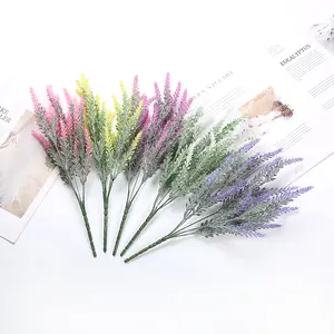 SN-Z1005 оптовая торговля дешевые свадебный Декор 5 вилка бледно-лиловый из жесткого пластика с изображением растения, искусственные лаванды искусственный цветок
