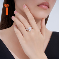 Emerald geslepen VVS Moissanite ring S925 zilver pavé band GRA gecertificeerd, slaagt voor diamanttest, verlovingsjuweel voor dames
