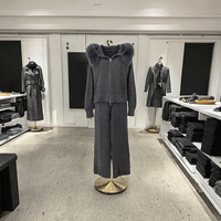 OFTBUY 2024 Ensemble de vêtements pour femmes, style décontracté, veste en laine, pull tricoté, pantalon long, respirant, séchage rapide, chaud, manteaux d'automne