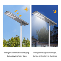 مصباح شارع شمسي LED عالي السطوع مقاوم للماء IP65 مع بطارية LiFePO4، إضاءة كهرمانية أو بيضاء للطرق ومناطق وقوف السيارات