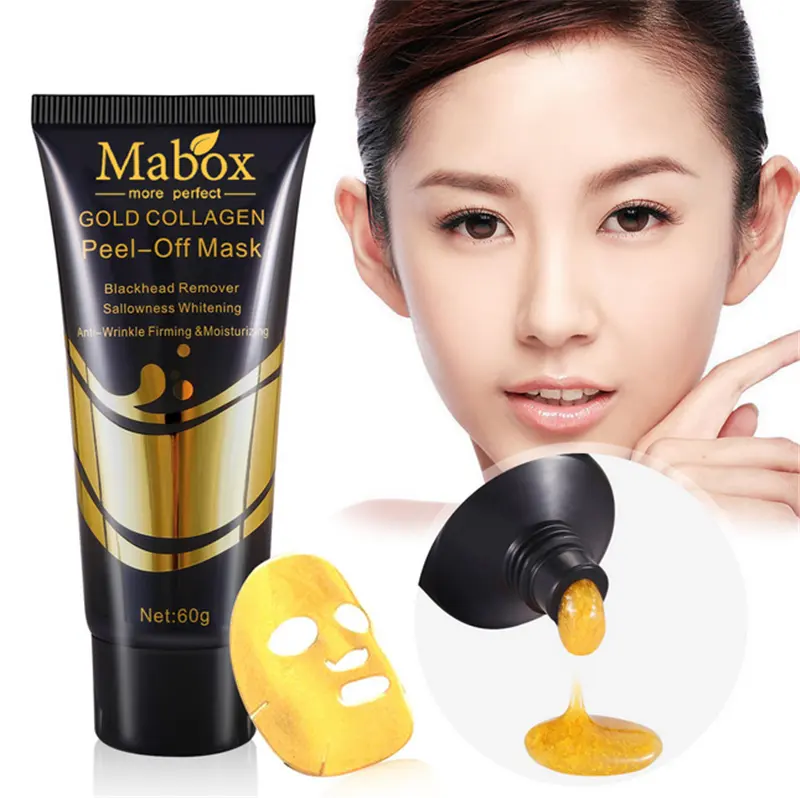 Mabox 24K Gouden Gezichtsmasker Met Anti-Aging En Rimpelformule Collageen Afbladmasker Verheldert En Verstevigt De Huid Terwijl Het Remo Helpt