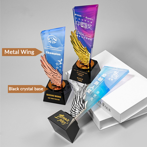 Trofeo in Cristallo con Design ad <span class=keywords><strong>Ali</strong></span> Metalliche, Stampa a Colori, Premio per Dipendenti Eccezionali, Ricordo Onorifico, Vendita all'Ingrosso - Product Image 4