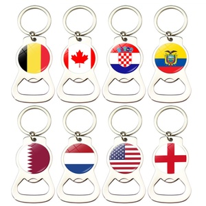 <b>Custom</b> Qatar World Soccer Cup Souvenir Vintage Metal Crafts Keychain With Enamel Printing Cartoon Style Bottle Opener Included - Product Image 2
