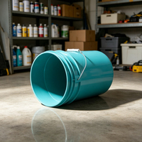 Seau en plastique rond PP avec poignée et couvercle en métal, 20L, seau en plastique de qualité alimentaire pour le stockage de peinture, de produits chimiques et de liquides
