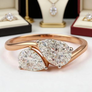 Anillo de compromiso y fiesta de moda con diseño de racimo, chapado en oro de 14K, con circonita cultivada en laboratorio CVD IGI VVS-VS, corte pera, personalizado. - Product Image 5