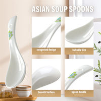Cuillère à soupe en céramique personnalisée Cuillère à nouilles de riz Petite cuillère à soupe avec motif Mandala 1 pièce