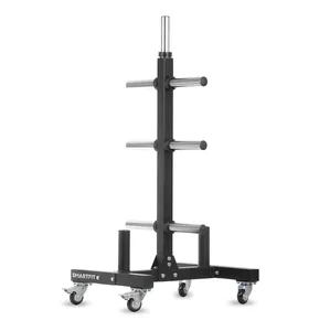 SMARTFIT Portable Plate And Bars Storage Rack Weight Plate Rack with Transport Wheels Vertical Bar Holder for Home Gym Exercise