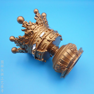 Porte-stylo en alliage de zinc, modèle couronne, ornement en métal doré, décoration de bureau, boîte de rangement pour papeterie - Product Image 3