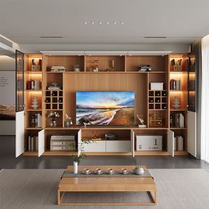 Motorized <b>TV</b> Lift Cabinet Modern Luxury <b>Wall</b> Mounted <b>Floating</b> Design Wooden Living Room <b>Unit</b> - Product Image 4