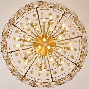 Luxe Métal Cristal Cascade Banquet Hall <span class=keywords><strong>Art</strong></span> Déco Feuille Ronde Branche <span class=keywords><strong>Lustre</strong></span> Intérieur Suspension Décorative Suspension Lumière - Product Image 5