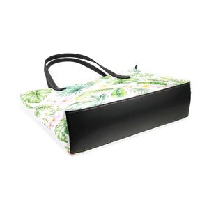Floral <b>Leaf</b> Print Tote Bag Large Capacity Shoulder Handbag Zipper Closure Daily Carry Shopping Bag - Product Image 5