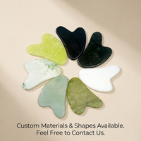 Ensemble de rouleaux de jade naturel et Gua Sha pour massage facial, outil de soin de la peau, planche de raclage en forme de cœur en silicone insonorisée, vente en gros