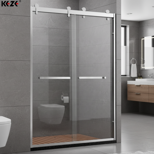 Factory Direct with Frame Glass Sliding Shower Enclosure with ABS Tray and Black Grid CE Certified Modern Straight Design