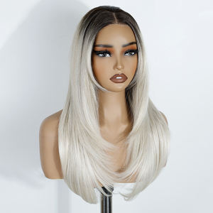 <span class=keywords><strong>SVETA</strong></span>, peluca con malla frontal de color blanco 13x3, resistente al calor, peluca de pelo sin llama, fibra resistente, pelucas sintéticas HD sin pegamento con malla frontal - Product Image 2