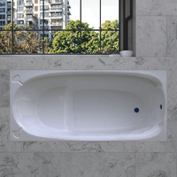 Baignoire encastrée rectangulaire moderne en acrylique blanc, bain relaxant écologique pour appartement, hôtel, villa, accessoire de salle de bain avec drain